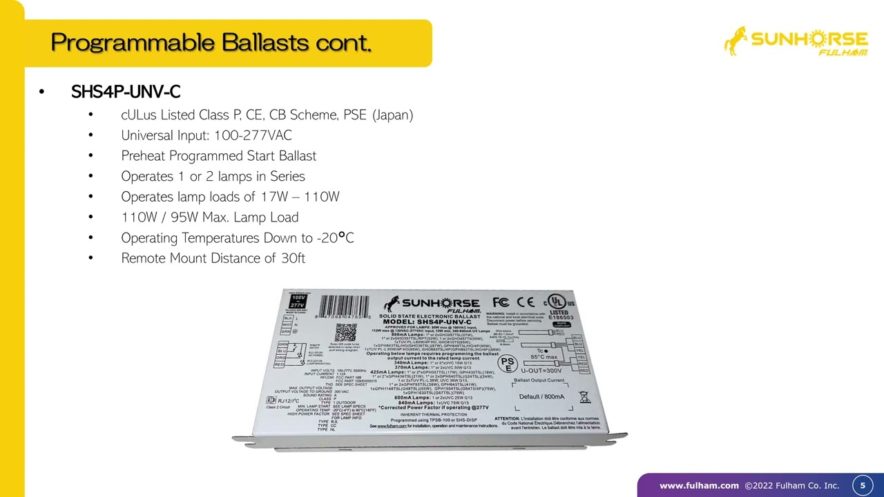 Read more about the article Fulham SunHorse Programmable UV Ballasts are here!