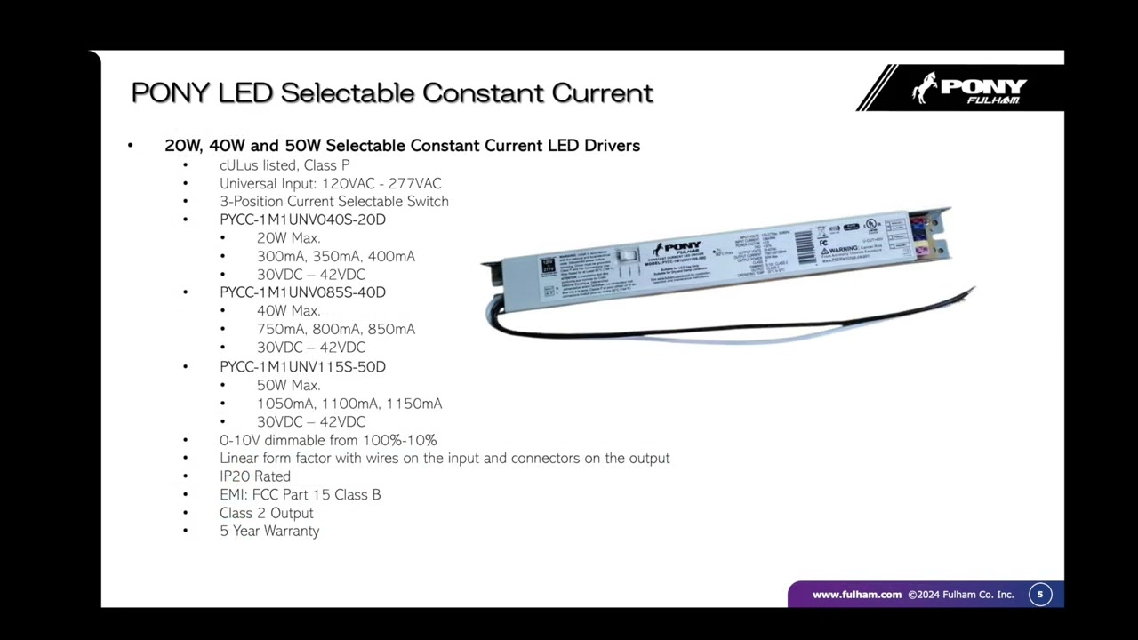 Read more about the article Fulham PONY Selectable Current LED Drivers: New Phase and 0-10V Dimming Models